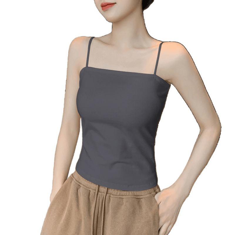 Women's 2025 Black Camisole: Stylish Summer All-in-One with Chest Pads & Beautiful Back Design