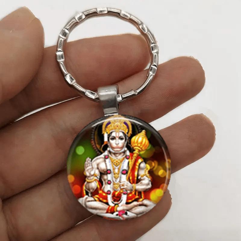 Hanuman Alloy Glass Pendant Keychain - Retro Design