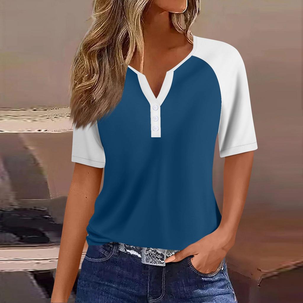 Women's T Shirt Tee Print Button Raglan Sleeve Daily Weekend Fashion Basic V Neck Regular Top