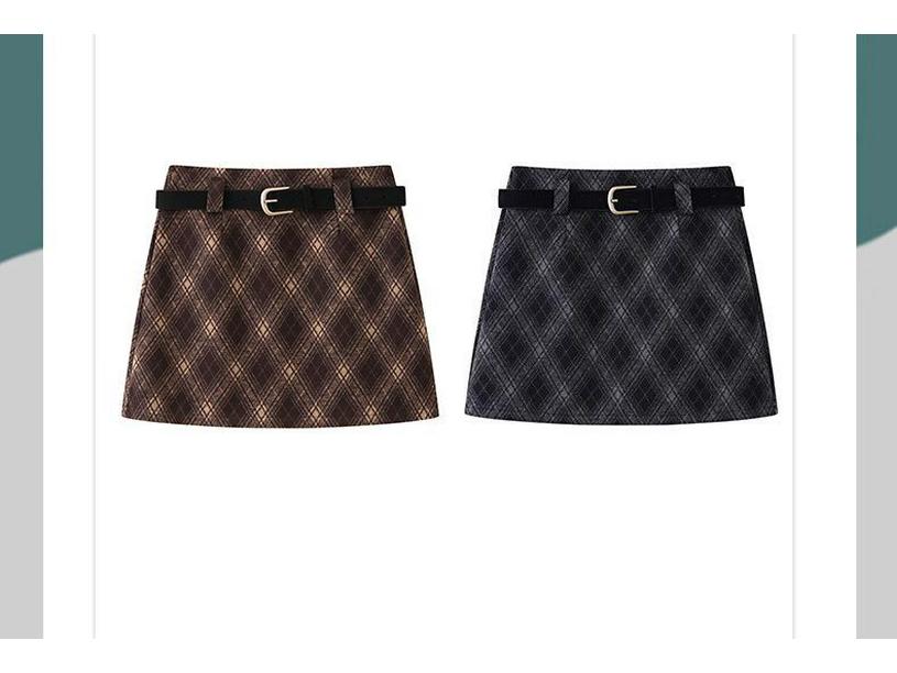 2025 New Retro Plaid Woolen A-line High Waist Petite Skirt - Autumn/Winter Collection