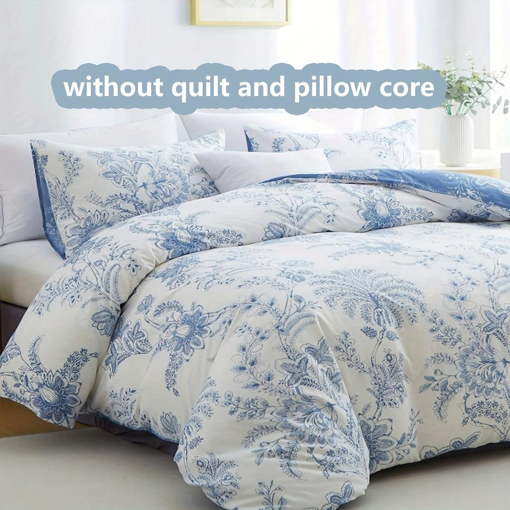 3pcs Deere's Song Blue Quilt Cover Set Three-piece set, soft and comfortable, bedding,100% polyester fiber material