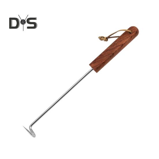 BBQ Steak Grill Hook Meat Turner Wooden Handle Stainless Steel Food Flipper for Grilling Vegetables Portable Kitchen Tool