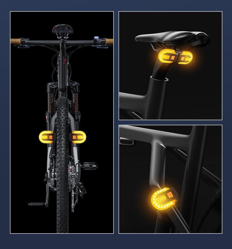 Wireless Remote Control Bicycle Tail Light with Type-C Charging, Detachable 1-Button, and Left/Right Steering Warning