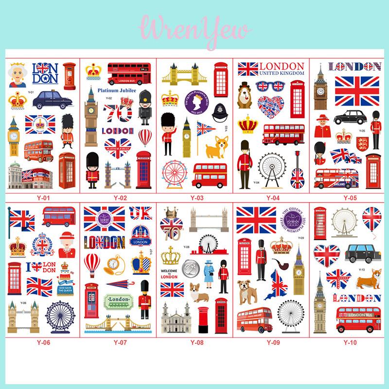 Waterproof Uk Flag Tattoo Sticker With Queen's Crown Perfect For Party Or Event
