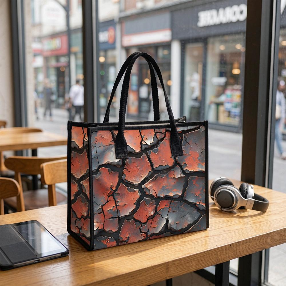 Fashion Cracked Pattern Tote Bag Large Capacity Daily Use Shoulder Bag for Women Portable Shopping Handbag