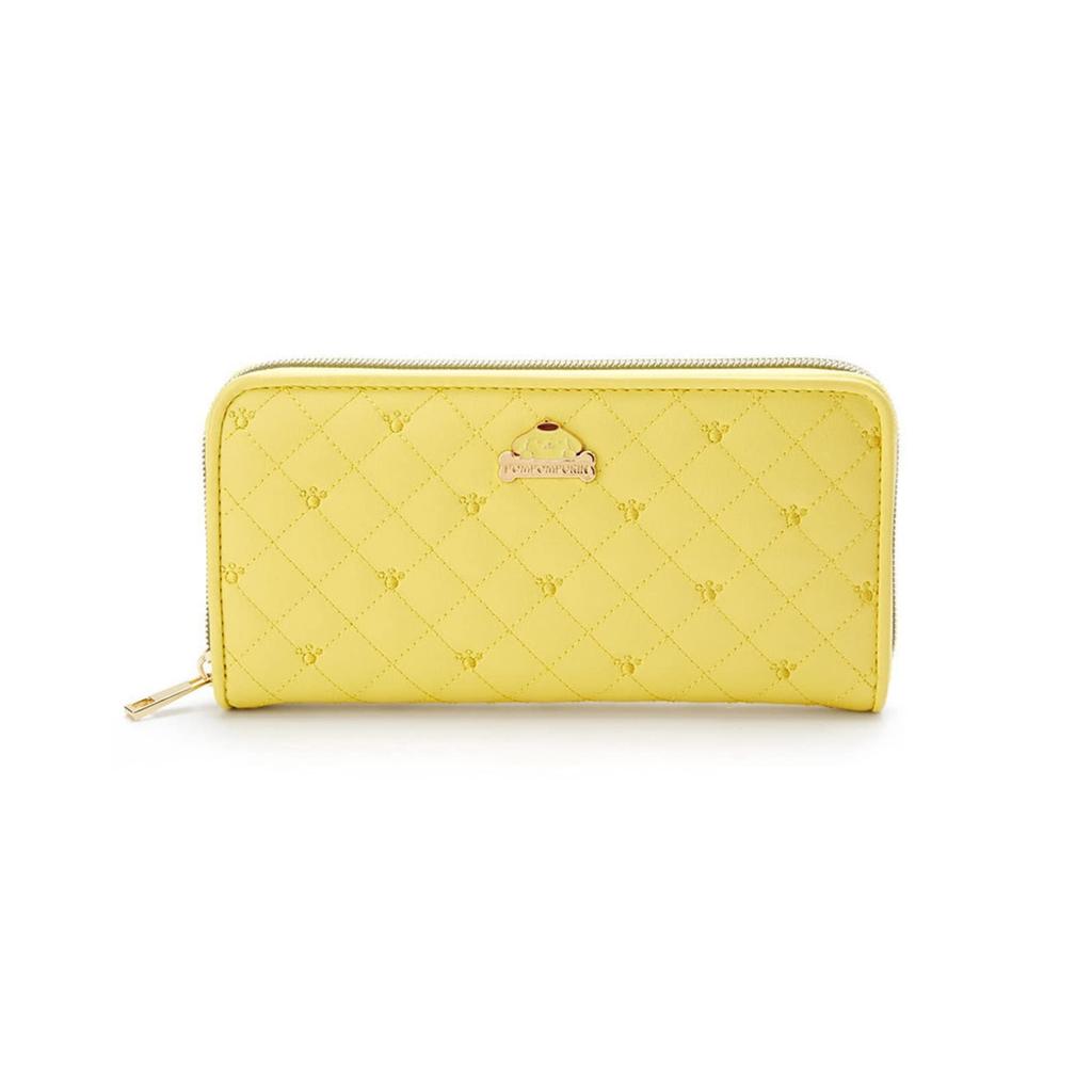 Pom Pom Purin Women's Leather Long Wallet with Zipper, Separate Section, Cute and Stylish, Popular, Large Capacity, Coin Purse, Perfect for