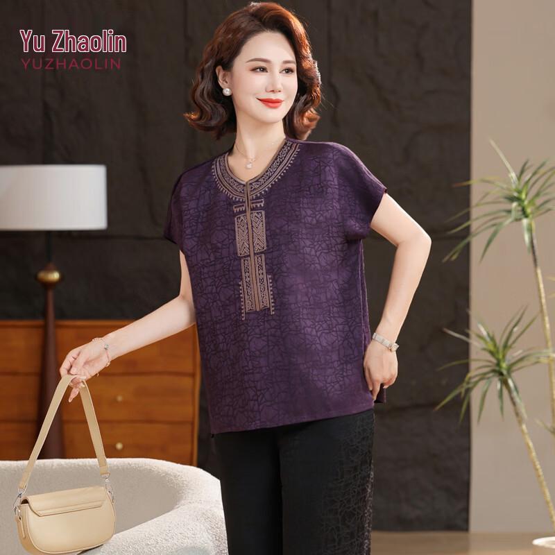 Yuzhaolin Plus Size Summer Two-Piece Set for Middle-Aged Women 2XL