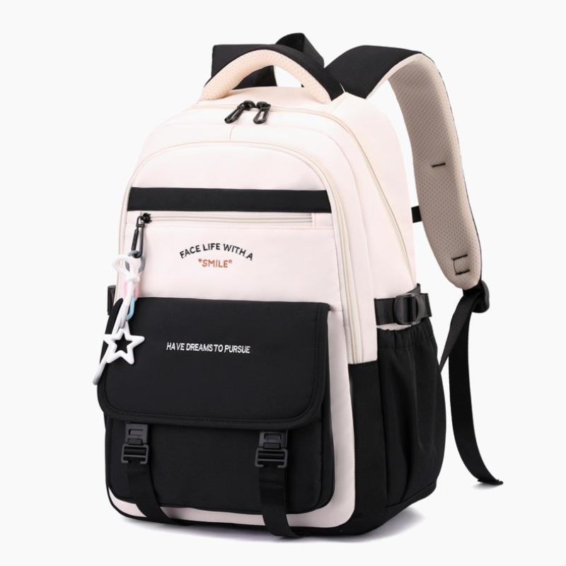 New Simple Letter Portable Travel Backpacks Large Capacity High Value Dirt-resistant Middle School Girls Schoolbag College Student Waterproof Book Bag