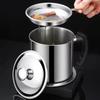Stainless Steel Fine Mesh Oil Filter Pot With Lid Bacon Grease Container Frying Oil Cooking Grease Strainer Pot Storage Can