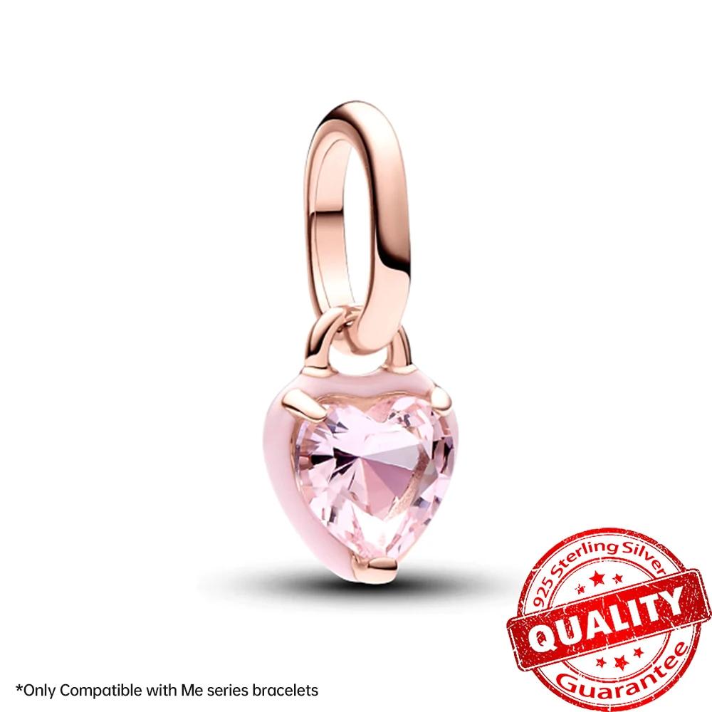 Rose Gold Copper Heart Shaped Bell Charm Fit Original Bracelet Infinity Mom Heart Pendant For Girls Jewelry Gift