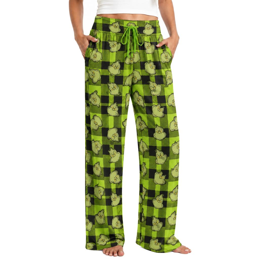 Women's Christmas Pajama Pants Funny Cozy High Waist Sleep Bottoms for Holiday Lounging