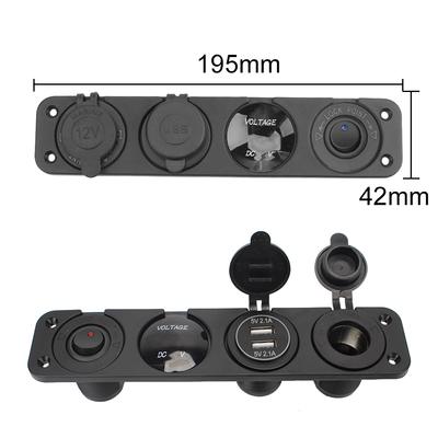 4-in-1 Auto-Zigarettenanzünder Dual-USB-Ladegerät 12V Steckdose Digitales Voltmeter mit Wippschalter