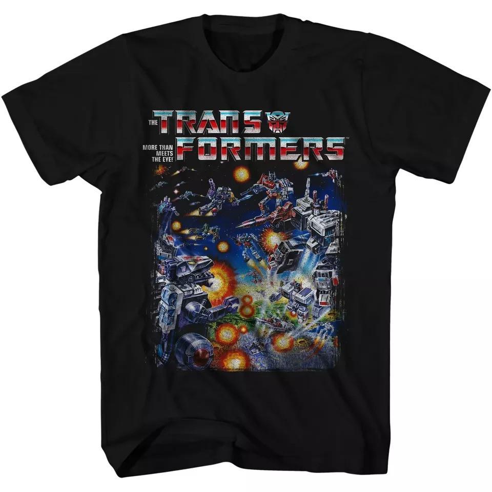 Transformers Retro Scene 80 s Cartoon Toy Officially Licensed Adult T-Shirt Unisex T-Shirt L
