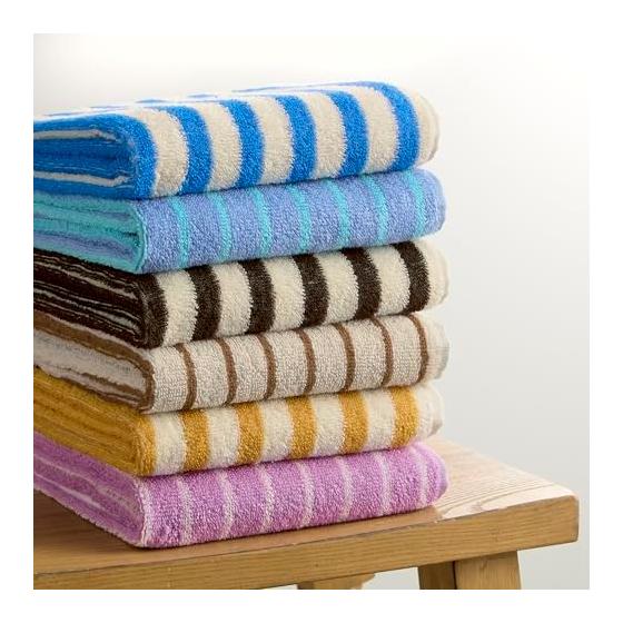 Kosugizen Daily Face Towel BASIC Middle Stripe Blue Set of 3 34 X 80cm Moderate Volume Everyday Use AMZG-2603A-BLL