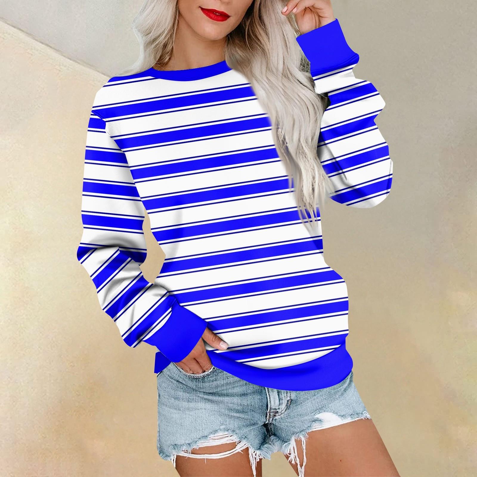 Свитшот с длинным рукавом для женщин с полосатым принтом — фото 5