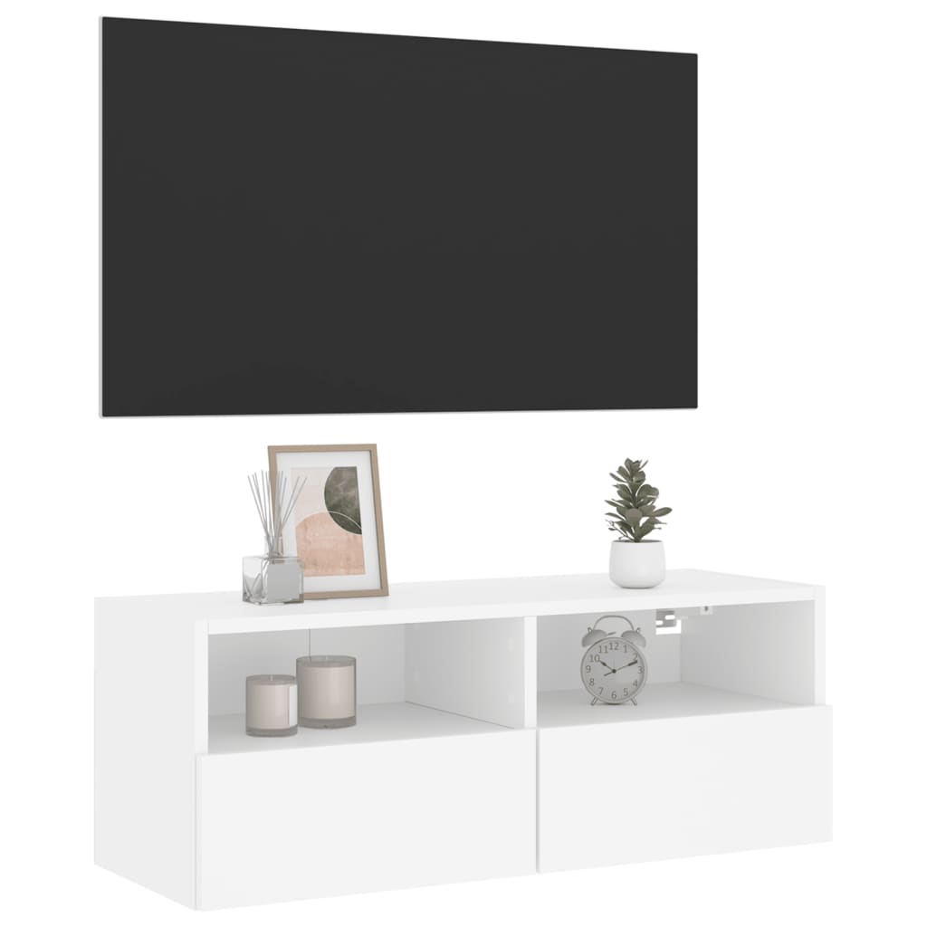 Vidaxl Wall-Mounted TV Cabinet, White, 80X30X30 Cm, Wood-Based Material