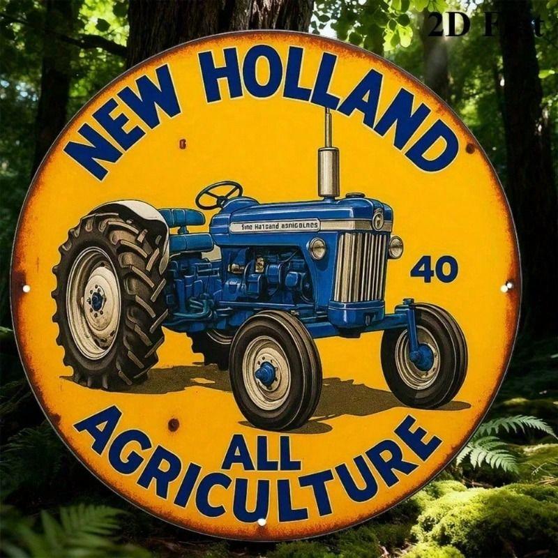 

Metal Poster Wall Art Vintage Tractor New Holland Garage Decor