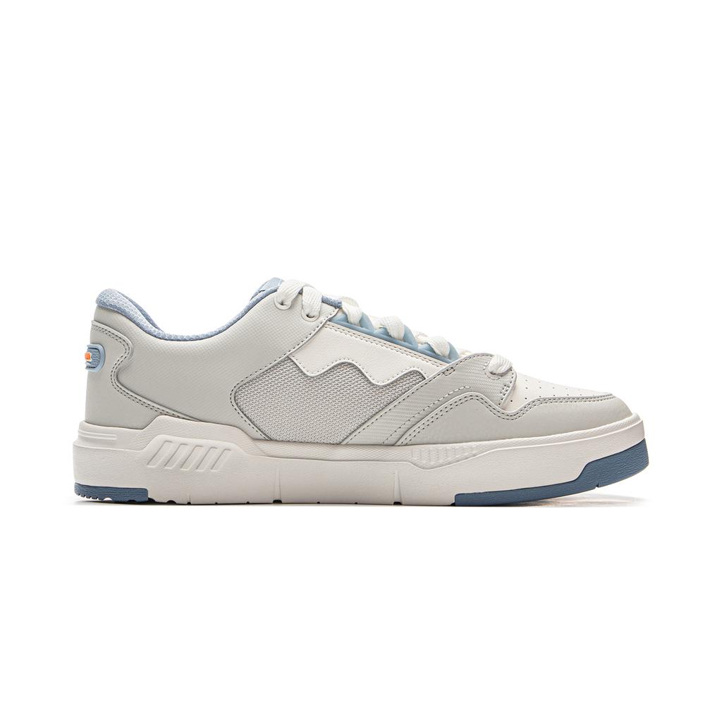 New LiNing COMMOM 80s Anti Slip Wear Resistant Low Top Skateboard Shoes Men's White Gray Blue AGCV051-2