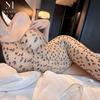 Sexy underwear tight and attractive leopard print temperament hip skirt net coat irregular hot open crotch W57