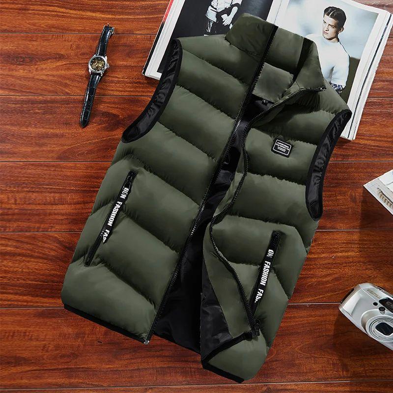 Spring Fashion Mens Jacket Sleeveless Vest Thermal Soft Vests Casual Coats Male Cotton Mens Vest Men Thicken Waistcoat