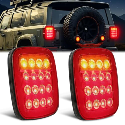 

Ygmylandbb Задний фонарь для грузовика 24 В, квадратный светодиодный фонарь для прицепа и лодки Задний фонарь для грузовика «Стоп, малый, указатель поворота», интегрированный красный и белый свет, 16 светодиодов S