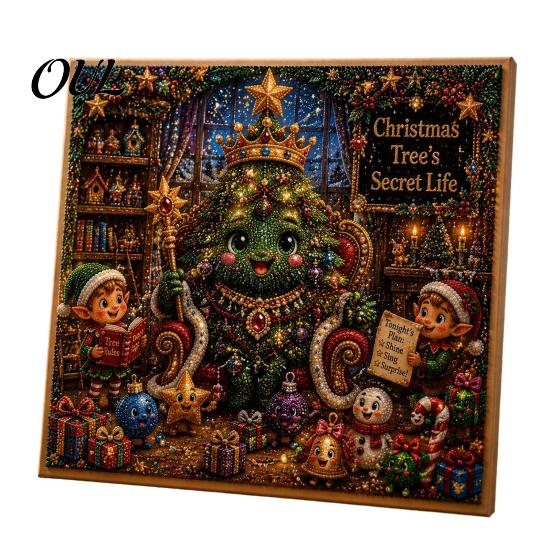 Christmas Faux Pearl Painting Kit Xmas Art Kit, Santa Claus Reindeer DIY Seasonal Supplies Sparkling 3D Festive Wall Craft for Adults, Winter Holiday