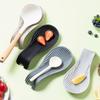 2pcs Creative Silicone Tray Set Kitchen Spatula Soup Spoon Holder Thickened Household Kitchen Utensils with Insulated Spoon Pads