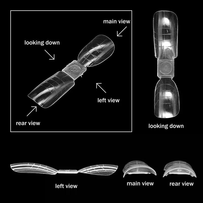 Double Ended Nail Dual Forms 240pcs/box Reusable Square Coffin Extension Molds Gel Builder Tips Professional Salon Nail Art