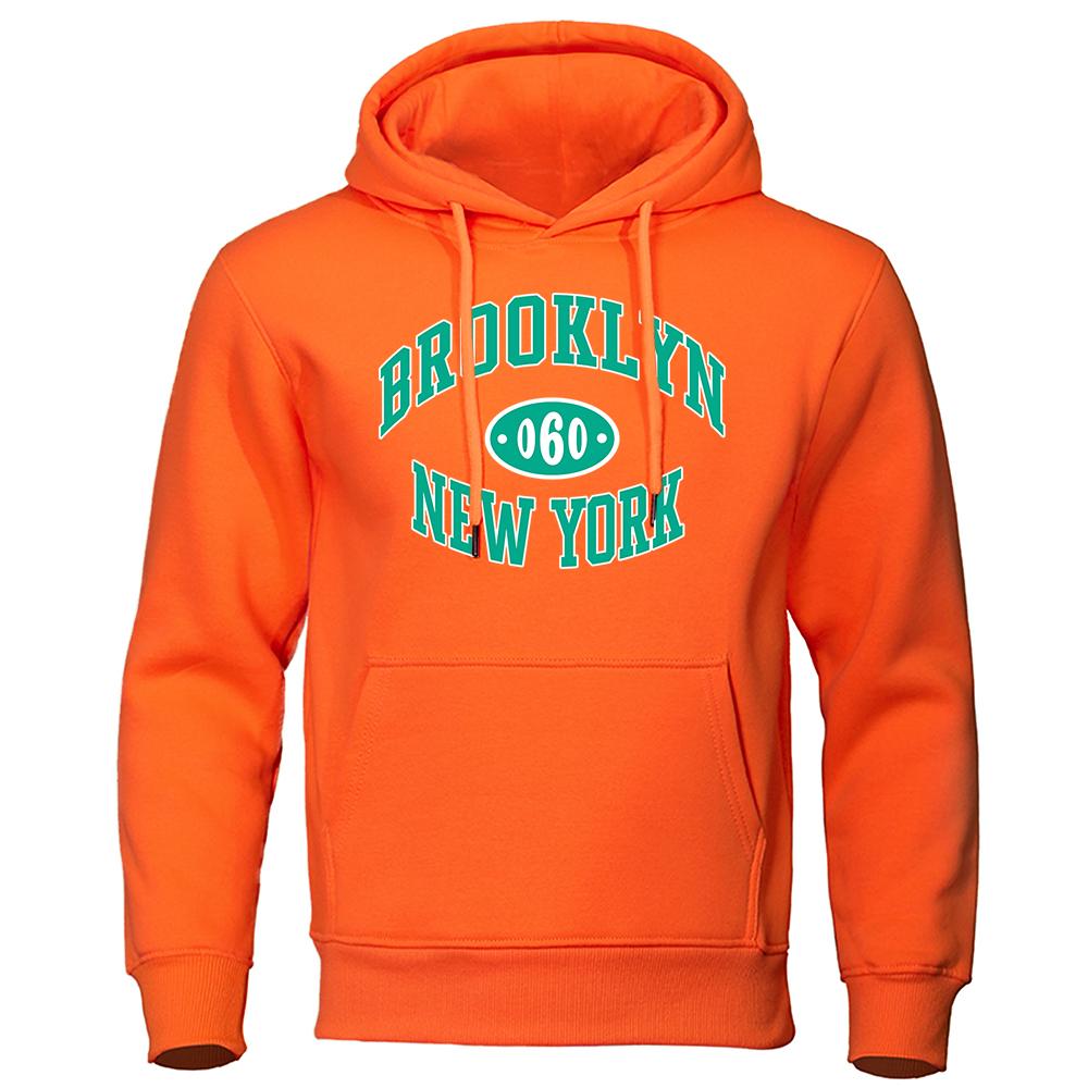 Brooklyn New York U.S.A Printing Men's Hoodie Autumn Winter Loose Clothing Warm Fleece Sweatshirts Fashion Casual Sportswear