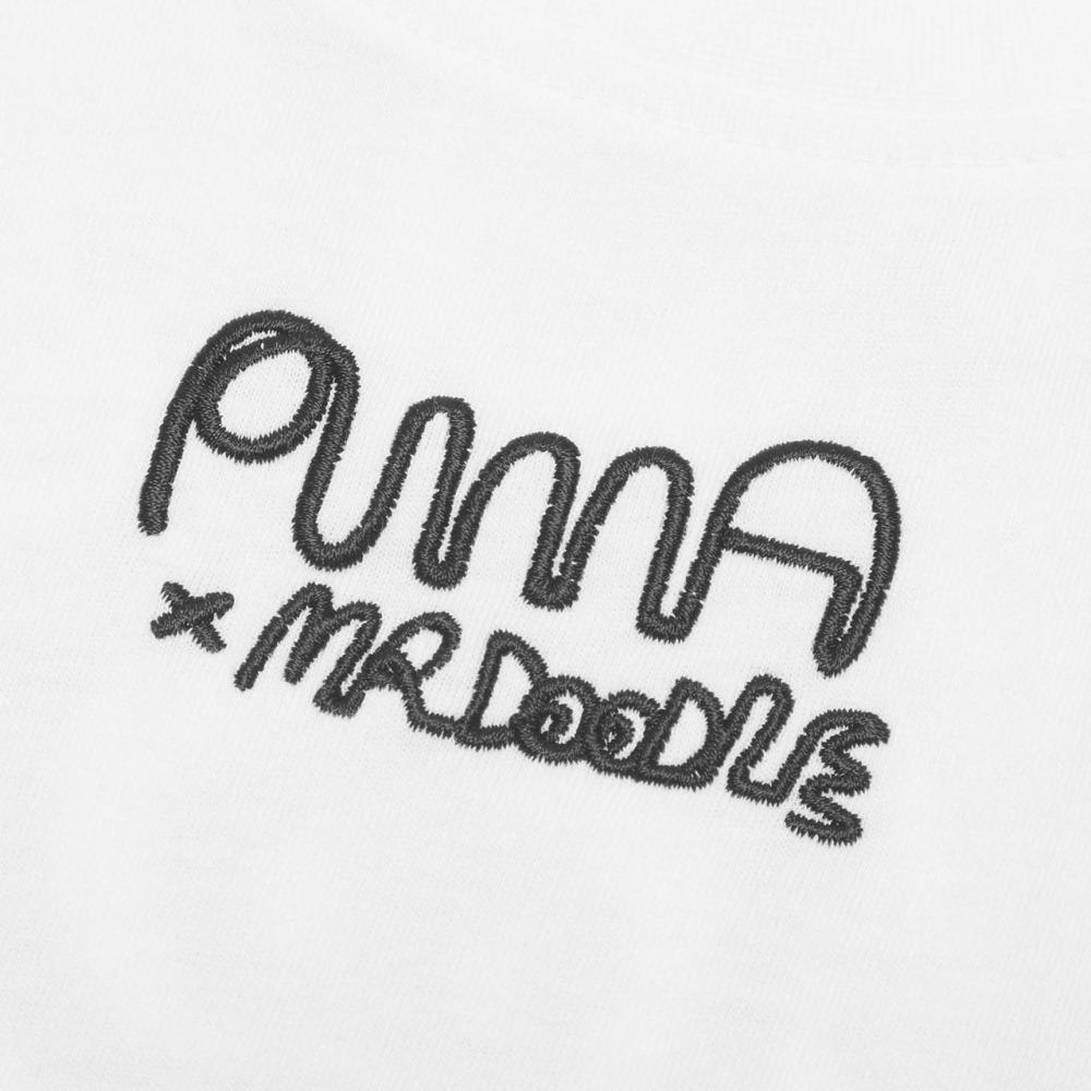 Puma X Mr Doodle Collab Casual Sport Round Neck Short Sleeve T-Shirt Women Tops White 530659-52