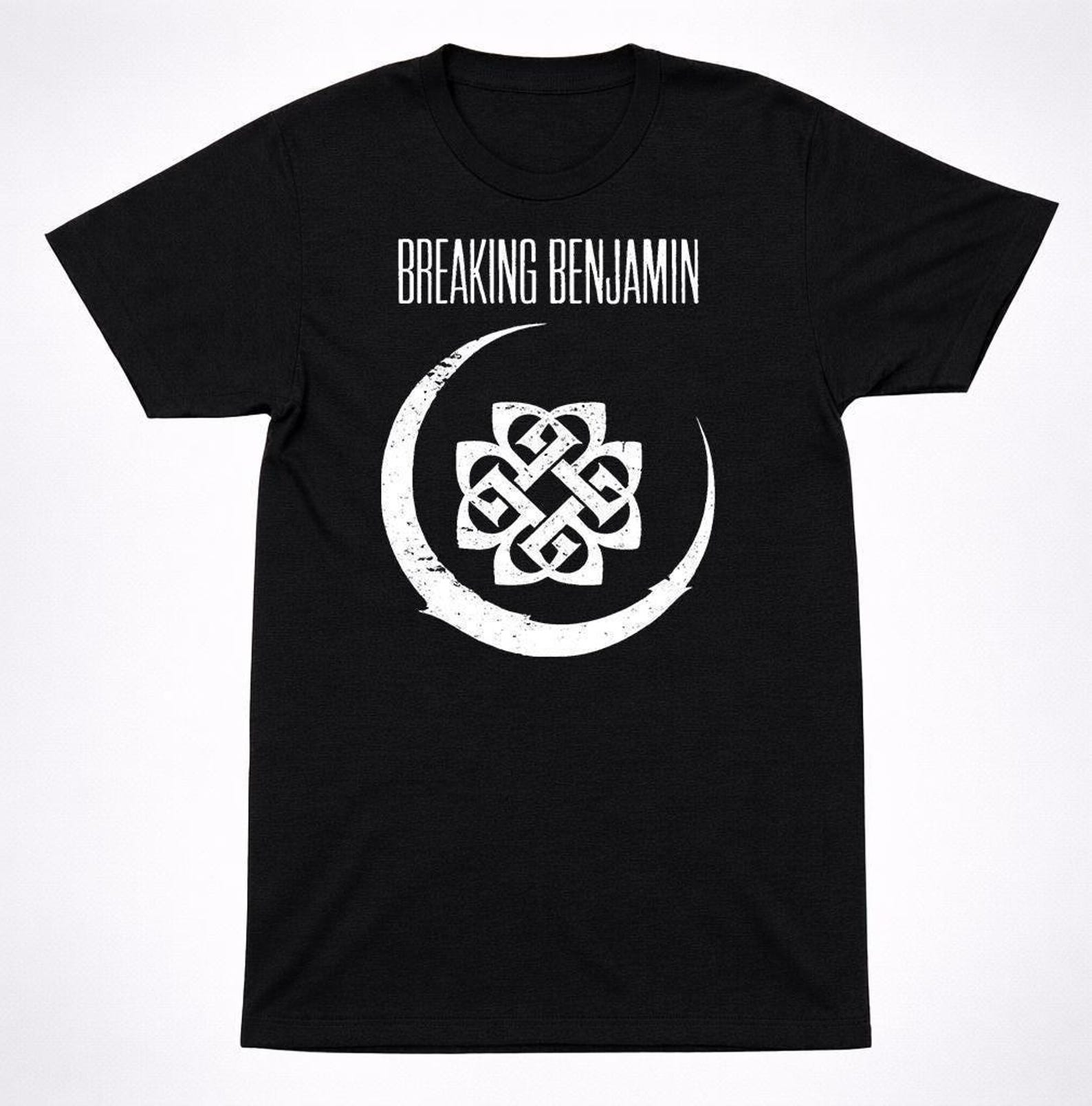 Breaking Benjamin Crescent Moon Logo T Shirt: Alternative Rock Band Apparel, Black Cotton (Minimalist Design, S-XXL) S