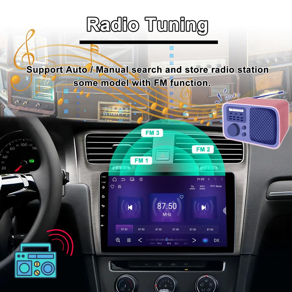 RK-3562 7 9 10 Zoll Android 14 Ultradünnes 4Cores 4+32GB Autoradio für universelles kabelloses Carplay GPS Navi Wifi BT 5.0