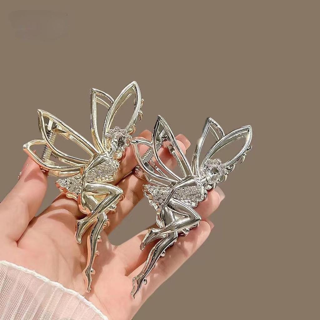 Rhinestone Elf Metal Hair Claw for Women Crab Clip Hairpin Crystal Pearl Hair Accessories Shiny Barrette Headband Jewelry Gifts