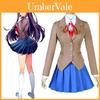 Sayori Yuri Natsuki Monika Wykwintna Sukienka Mundurek Szkolny Kostium Cosplay Pełny Zestaw
