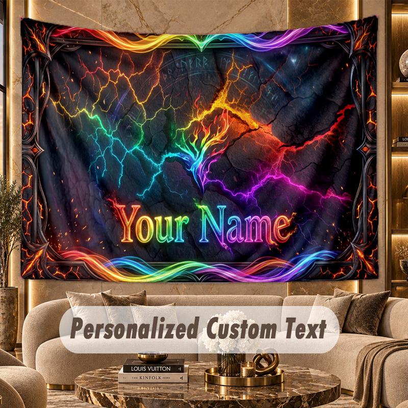 City Cyberpunk (180) Theme Personalized Tapestry Custom Name Text Wall Hanging Tapestry Home Background Decoration