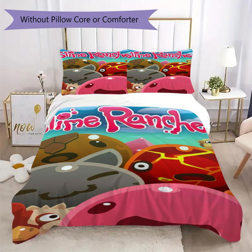 Slime Rancher Print Pattern Bedding,Quilt Set Quilt Cover Pillowcase Home Birthday Gift (1*duvet Cover+2*pillowcase,without core)XSJT0917479
