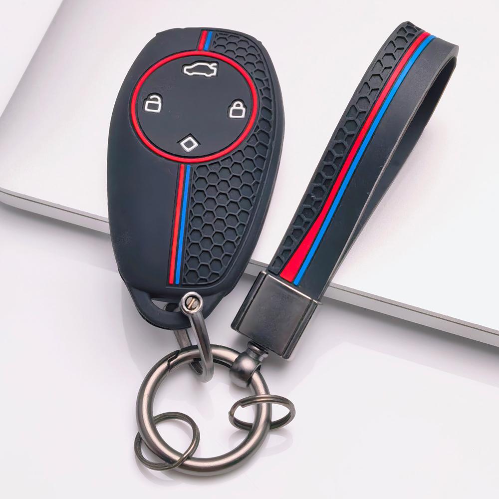 Soft Silicone Remote Key Case for Leapmotor T03 S01 C11 C01 C10 C07 with Keychain Honeycomb Texture Racing Stripe Car Remote Key Sleeve