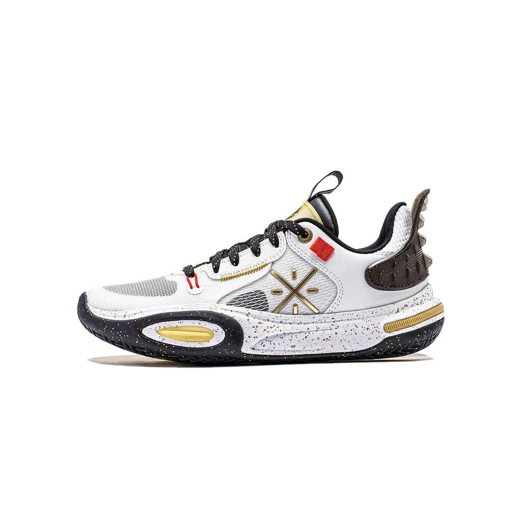 Li Ning Kids All City 11 Non-Slip Shock Absorbing Wear-Resistant Rebound Low-Top Basketball Shoes Men Basketball Shoes White Gold YKBU138-13