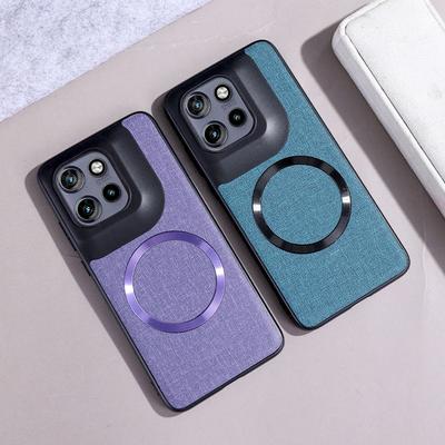 Magsafe Magnetic Plain Leather Case For Moto Edge 50 Neo 50 Fusion 50 Ultra Motorola Edge 40 Wireless Charging Cover