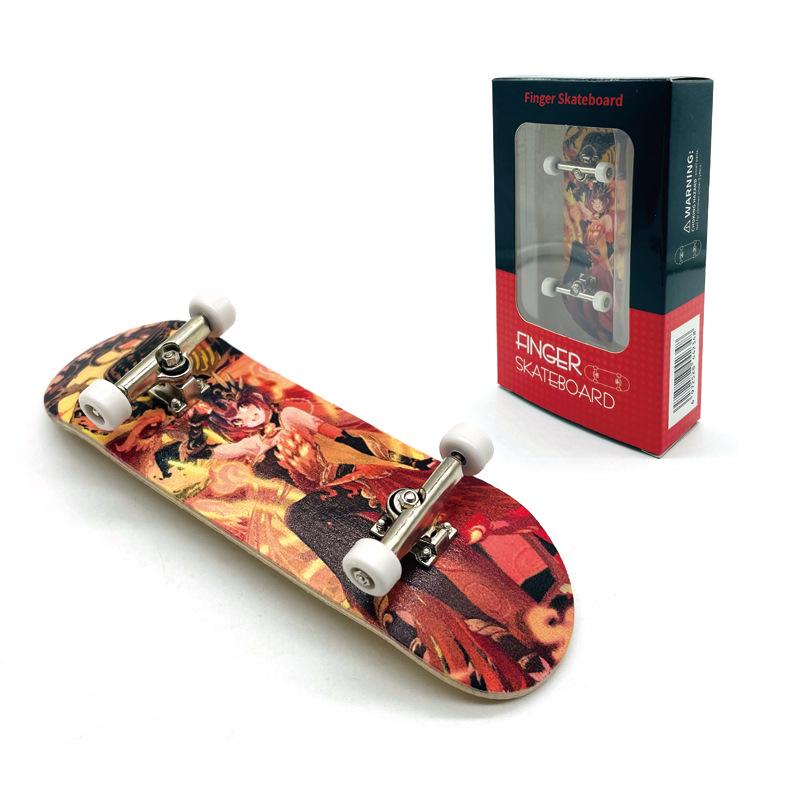 Maple Finger Skateboard with Bearings and Wheels - Mini Double Rocker Board for Kids' Creative Play