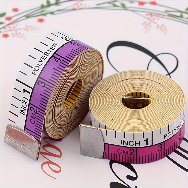 1pc Soft Measuring Tape, 60-Inch Flexible Canvas Sewing Ruler, Dual System Soft Scale, Body Measurement Tool, Purple and Yellow