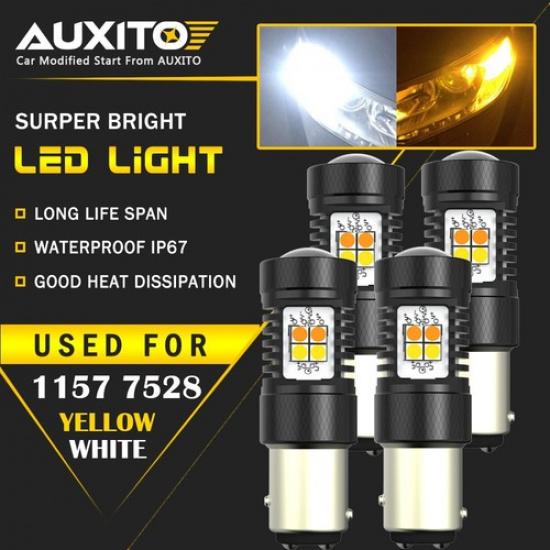 4X  1157 Amber White Switchback LED Turn Signal Light Bulb 1157A 2357 EA