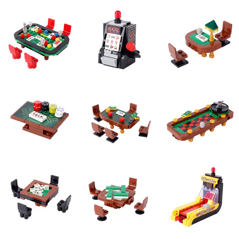 Street View Mahjong Machine Poker Table Game Machine Leisure Entertainment Small Particle Mosaic Building Block