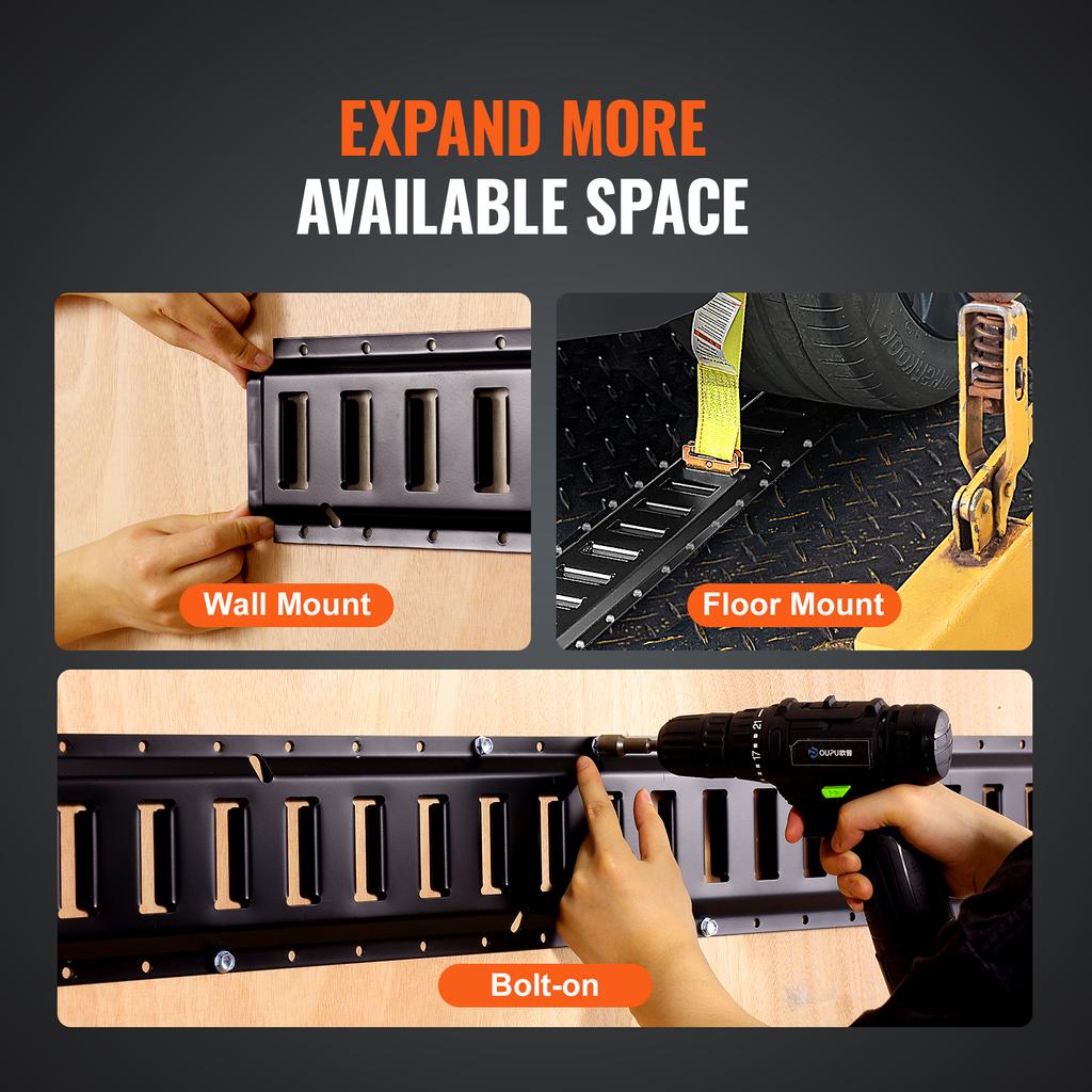 SucceBuy 4Pack 5ft E Track Tie-Down Rail Kit with D-Ring & Ratchet Straps Securing Accessories for Cargo Motorcycles Bikes