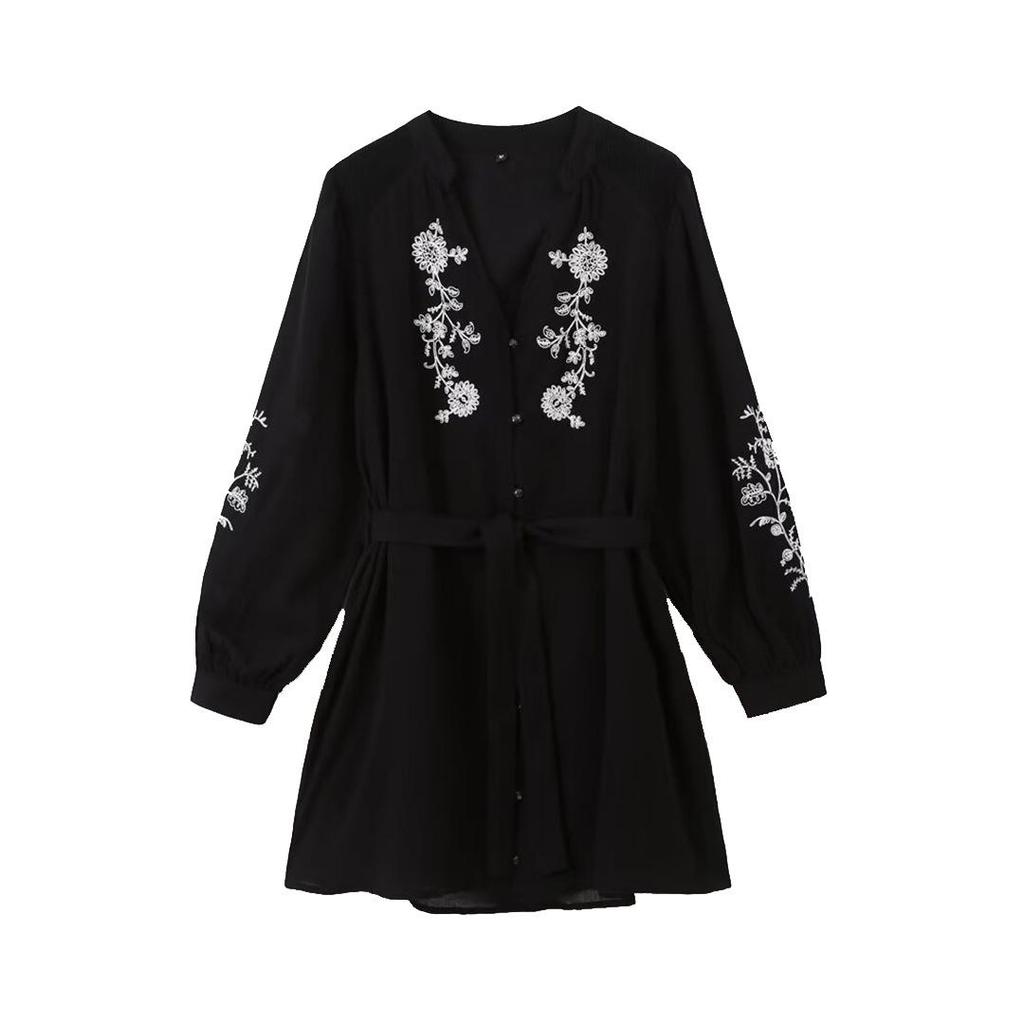 Autumn 2024 Women's European & American Style Embroidered Mini Dress
