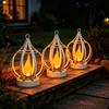 Solar Metal Flame Hanging Lantern Waterproof Outdoor Garden Decor LED Projection Night Light