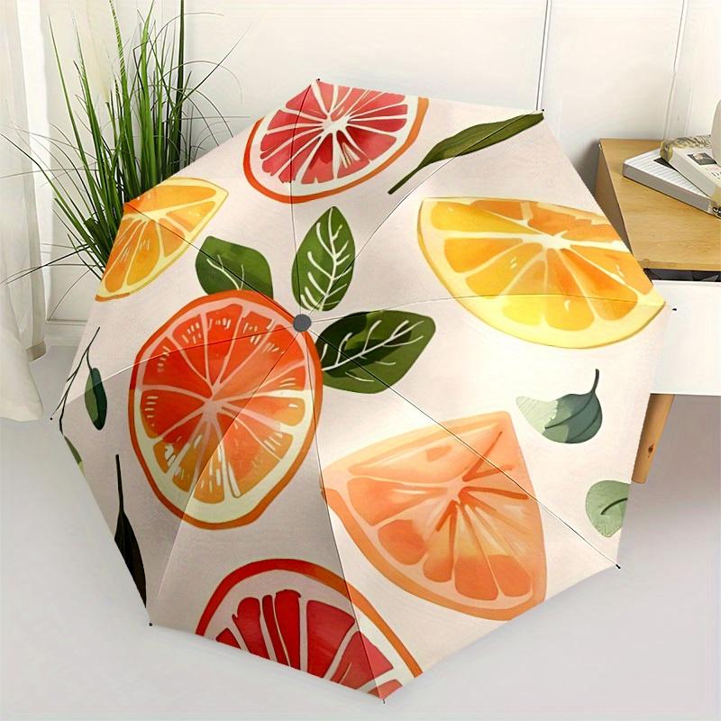 1pc Citrus Fruits Automatic Open 8-Rib Windproof Umbrella, Travel & Commuting, Suitable for All Seasons