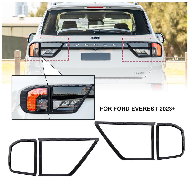 2PCS/SET Matte Black Taillight Tail Lights Cover Rear Light Cover Protection For Ford Everest   2024 4X4 Car Accessories