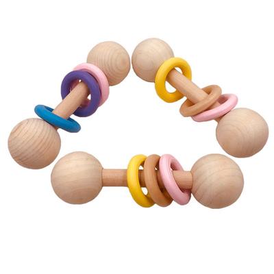 Organic Wood Montessori Styled Baby Rattle Perfect Grasping Teething Toy for Toddlers Paint
