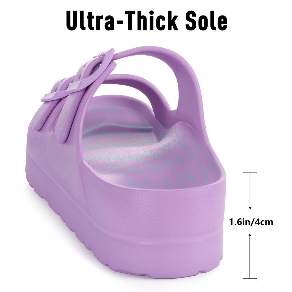 Fashion Litfun Women's Sumemr Platform Sandals Outdoor Anti-slip Beach Shoes With Arch Support Soft EVA Slides Comfy Lady House Slippers